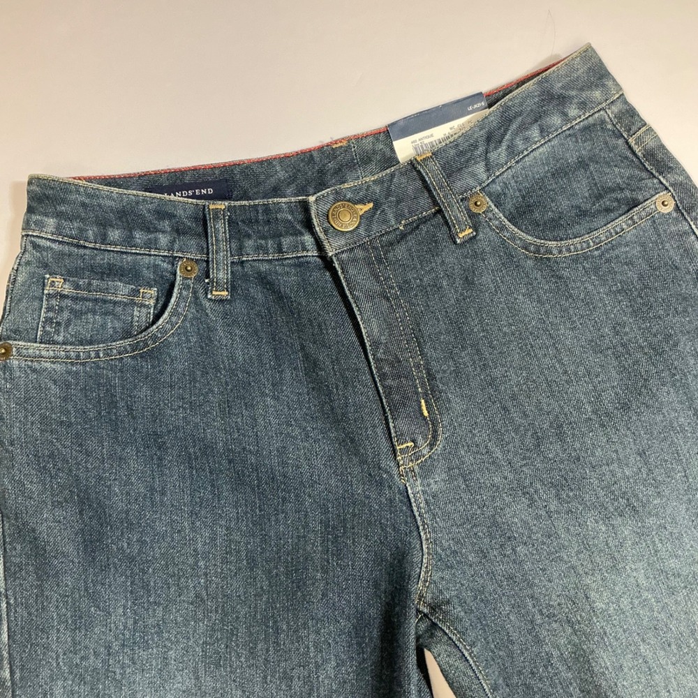 NWT Lands' End Stretch Boot Cut Jeans Dark Wash Denim Classic Fit‎ Size 8 31